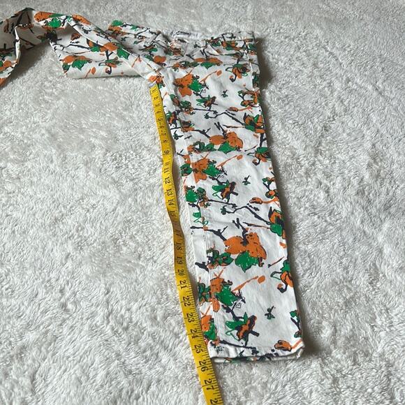 Sly jeans patterned white, green and orange low rise skinny jeans, size 1 - Picture 5 of 12